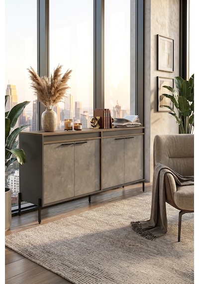 Yurudesign Vista E Ofis Konsol Klasör Dolabı Metal Ayaklı Kahve-B