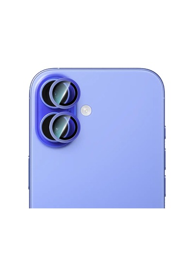 Apple Uyumlu   iPhone 16 Plus Caseworld Alloy Serisi Oleofobik Anti Reflective Kamera Lens Koruyucu Mavi