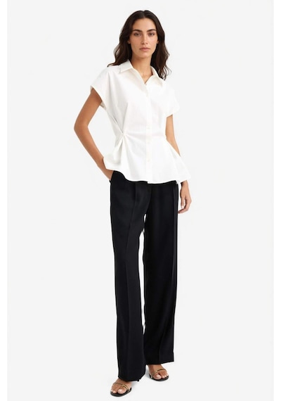 Defacto Fitted Poplin Kısa Kollu Gömlek F7313ax25auer85 Ekru