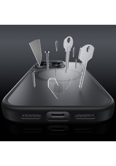 Apple iPhone 16 Pro Uyumlu Kılıf Magsafe Şarj Özellikli Benks Mist Protective Kapak Gri
