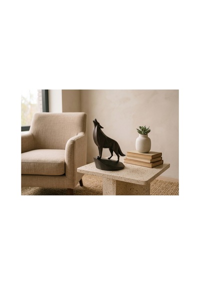 Uluyan Kurt Figürü Minimalist Dekoratif Biblo 12x15 Cm Ev Ofis Süsü