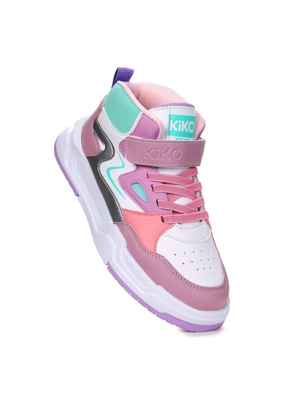 Kiko Kids Hayka-3 Cırtlı Kız Çocuk Spor Ayakkabı Lila - Beyaz - Şeker Lila - Beyaz - Şeker