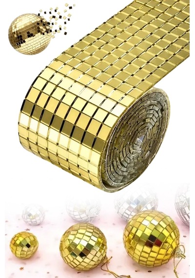 1 Metre Uzunluğunda Gold Renk Aynalı Mozaik Taşlı Dekor Bandı 4 Cm X 1 Mt - Af03yt0003yu