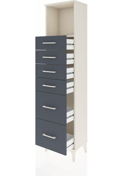 Arges Dolap Tek Raflı 6 Çekmeceli 44x30x182 Aytaşı-antrasit Aytaşı