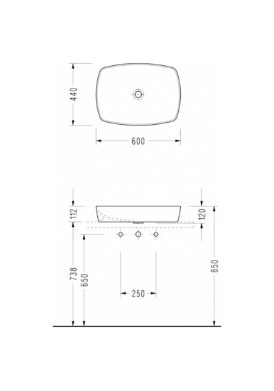 Serel - Tezgah Üstü Lavabo 44x60 Cm Mat Siyah  - 1633dxl050h- Diğer
