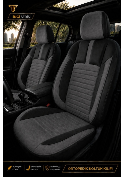 Nissan Note 2006-2012 Uyumlu İnci Serisi Füme Siyah Oto Koltuk Kılıfı