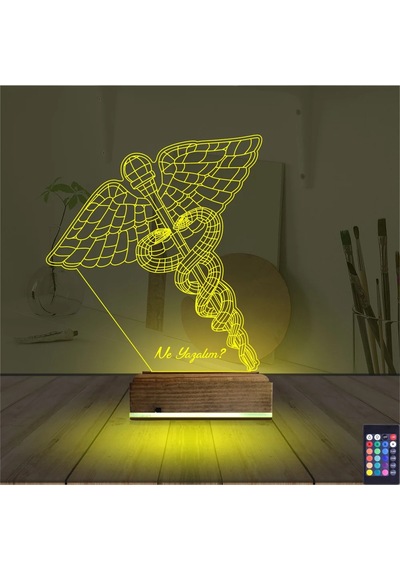 Luvivia Doktor Tıp Logo Kişiye Özel 3d Lamba - Masa Gece Lambası V3 Şeffaf