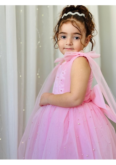 H L Y Karol Tasarım Pembe İncili Uzun Elbise Vintage Kız Bebek Elbise,doğum Günü Elbise,fotoğraf Çekim Elbise,1-11 Yaş Uygun Pembe