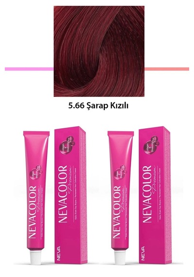 Hubrendy Tedarik 2 Li Set Premium 5.66 Şarap Kızılı - Kalıcı Krem Saç Boyası 2 X 50 G Tüp