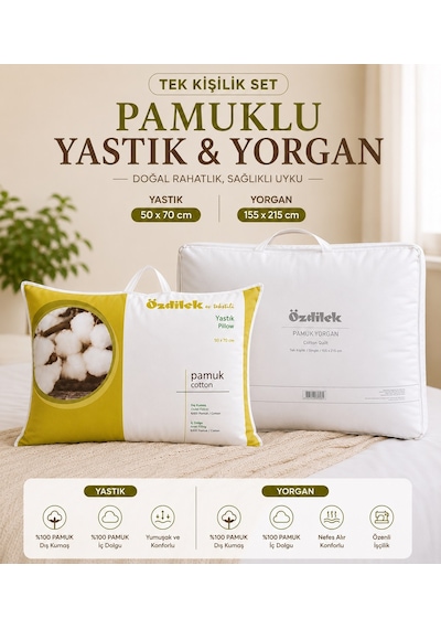 Özdilek Doğal 1 Adet Pamuk Yorgan +1 Adet Pamuk Yastık Beyaz