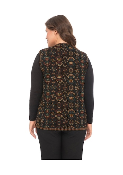 Uludağ Triko Kadın Çiçek Desen Kilim Yelek / Ana