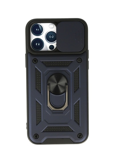 Apple iPhone  Uyumlu-  13 Pro Max Kılıf Pars Lens Yüzüklü Silikon - Lacivert
