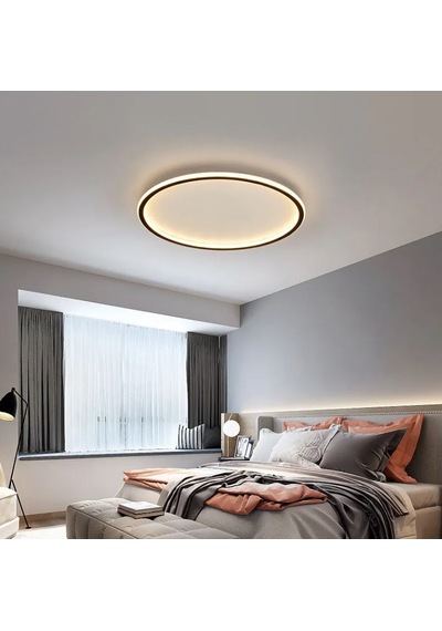 Siyah Ø30 cm Yuvarlak 3000K Sarı Işık Led Tavan Lambası