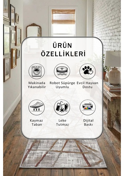 Yıkanabilir Yolluk 80 Açık Gri