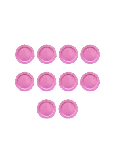 Omeyva Davet Parti Sunum Doğum Günü Pembe Renkli Sert Plastik Mika Tabak -26 Cm - 6 Adetlik 10 Paket