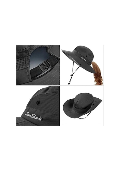 Valkyrie Outdoor Güneş Şapkası Unisex Kamp Trekking Safari Balıkçı Şapkası Uv Koruma Siyah Siyah