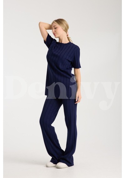 Çizgili Relax Fit İkili Takım Dnv-000019 Lacivert