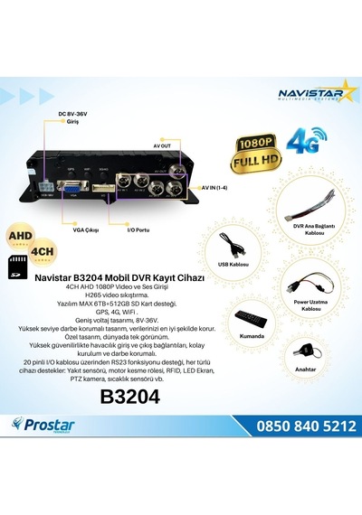 4 Kanal Ahd 1080p Harddisk Ve Sd Kart Destekli Profesyonel Mobil Dvr Kayıt Cihazı