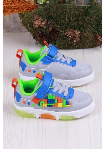Fort Cool Legos Rahat Hafif Sneaker Işıklı Erkek Çocuk Ayakkabı Gri