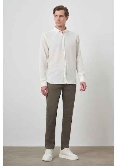 Morven Erkek Beyaz Trend Keten Slim Fit Düğmeli Yaka Gömlek 25ys004013600 Beyaz Beyaz