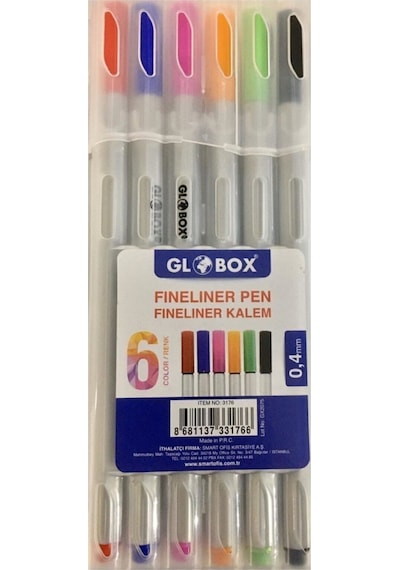 Globox Fineliner Kalem 6 Lı Plastik Kutu 0.4Mm