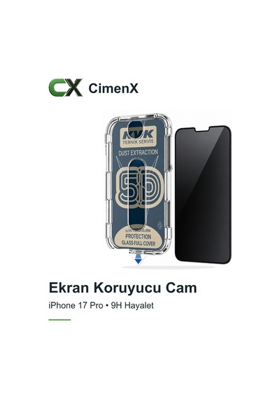 Kvk Apple iPhone Uyumlu 17 Pro - 9h Hayalet Full Cover Montaj Aparatlı Ekran Koruyucu Cam