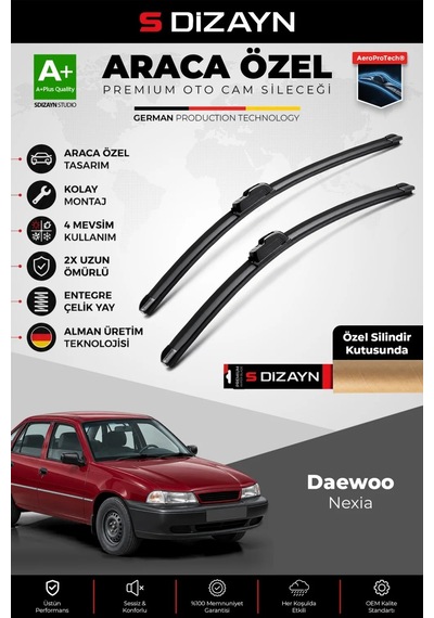 S-dizayn Daewoo Nexia Ön Cam Silecek Seti 1995-2000 Premium Araca Özel 45-45 Cm A+ Kalite Aocs-1727