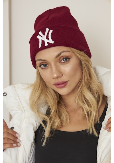 Eke Tekstil Bordo Unısex Ny Nakış Detaylı Yumuşak Dokulu Triko Bere Bordo