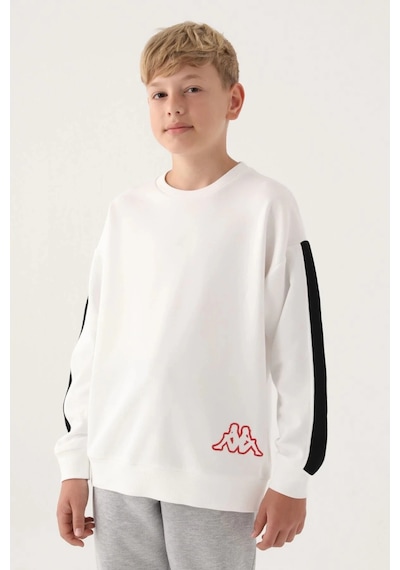 Kappa Krem Bisiklet Yaka Kol Detay Erkek Çocuk Sweatshirt Siyah