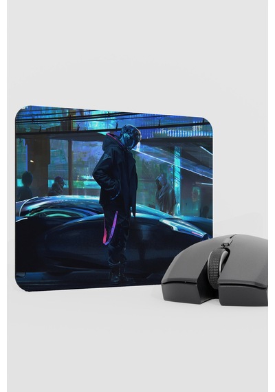 Dijital Cyberpunk City V2 22x18 Gaming Kauçuk Kaymaz Taban Mouse Pad Fare Altlığı