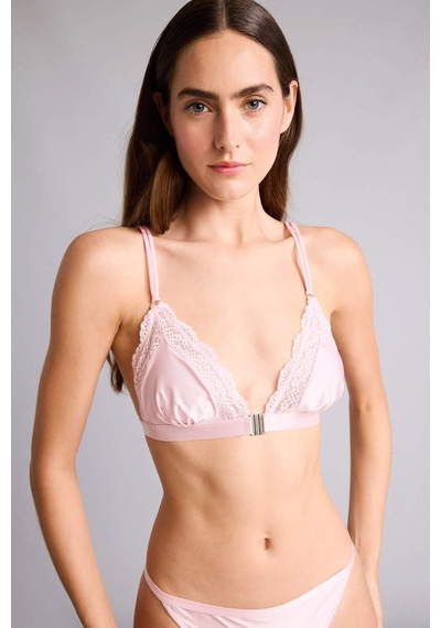 Defacto Dantel Detaylı Saten Kapsız Pedsiz Balensiz Açık Pembe Bralet G1139ax26sppn648 Pembe-pn648