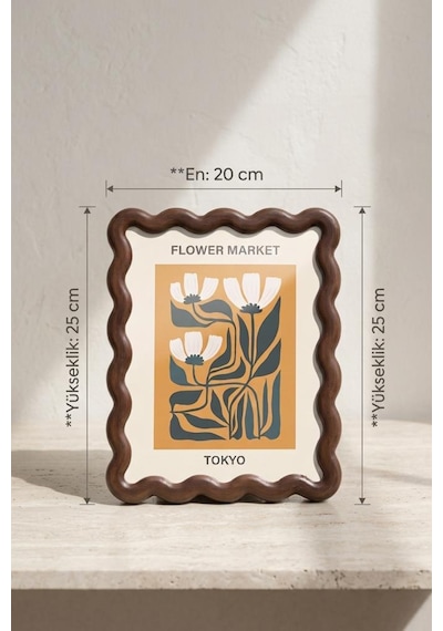 Akasya Ahşap Çerçeve 20x25 Cm Dalgalı Tasarım Doğal Masif Fotoğraf Ve Poster Çerçevesi