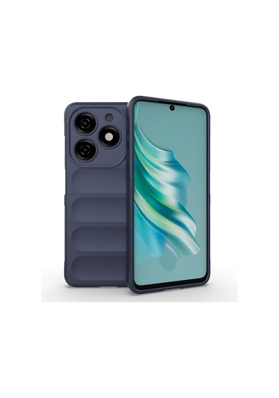 İnfinix Hot 40i Kılıf Esnek Tpu Oyuklu Arka Yüzey Tasarımlı Tuva Etnik Silikon Kapak - Lacivert