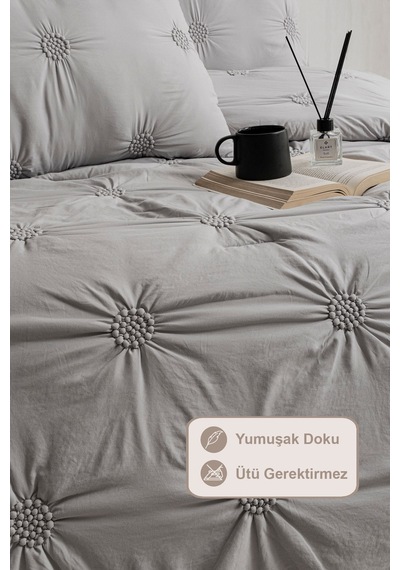 Elart Maria Comfort Uyku Seti Çift Kişilik Gri