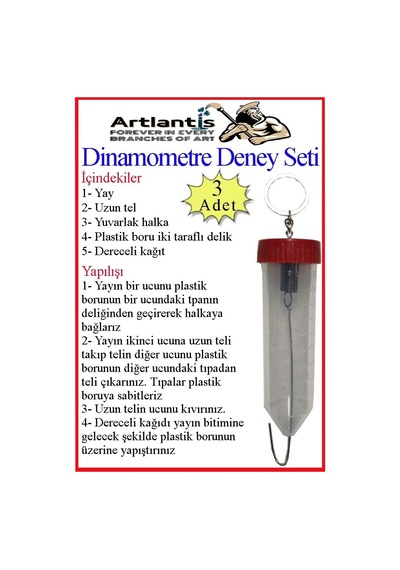 Dinamometre Deney Yapım Seti 3 Adet Deney Proje Tasarım Şırıngalı Basit Dinomometre Modeli Deney Malzemesi Okul Sınıf Çok Renkli