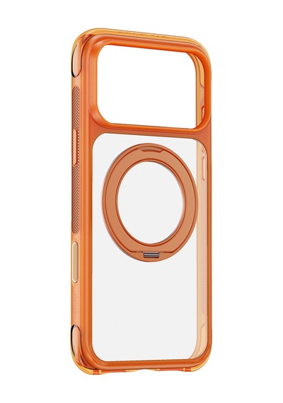 Apple iPhone Uyumlu 18 Pro Max Kılıf Wiwu Ag-203 Aeroguard Ultra Serisi M-safeli Airbag Standlı Kapak Turuncu