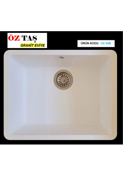 Öztaş ÖZ-43b Granit Mutfak Eviye Beyaz Tek Gözlü 43 x 55 CM