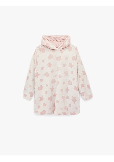Koton Kapüşonlu Uzun Kollu Cepli Oversize Peluş Sabahlık Pembe 6wlk70007mk Gül