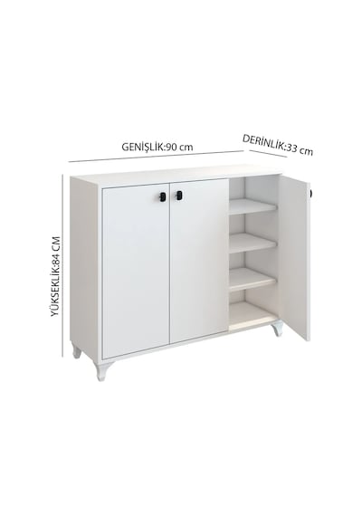 Konak 3 Kapaklı Ayakkabılık Çok Amaçlı 3 Kapaklı Dolap Beyaz Beyaz
