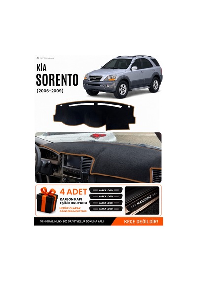 Kia Sorento 2006-2009 Uyumlu Torpido Örtüsü, Torpido Kılıfı - Siyah-kahverengi - Kı018