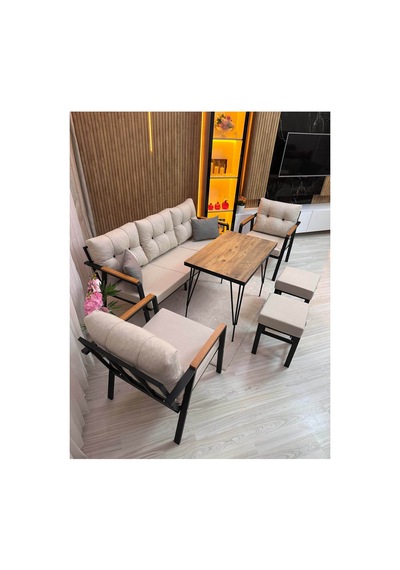 Houseart Lale Balkon, Bahçe - Cafe , Teras , Metal Kanepe Koltuk Takımı ,çay Seti 3+1+1+ 2 Puf Yemek Masası Krem Houseart Lale Balkon, Bahçe - Cafe , Teras , Metal Kanepe Koltuk Takımı ,çay Seti 3+1+1+ 2 Puf Yemek Masası Krem