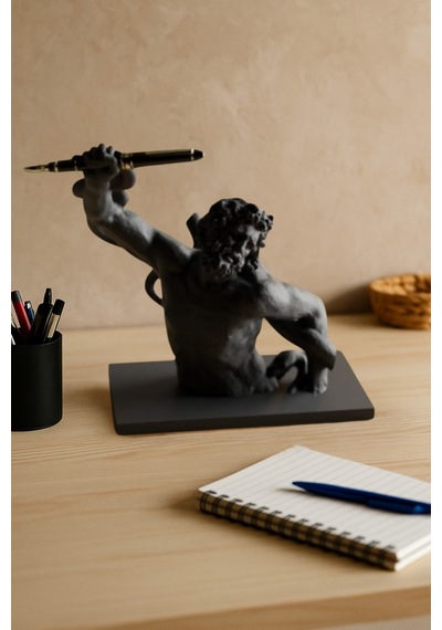 3d Dekoratif Antik Kalem Tutucu Heykel Avangard Ofis Masaüstü Aksesuar, Sanatsal Hediyelik 14x14 Cm