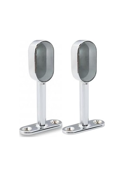 Krom Oval Kapalı Mobilya Boru Askı Flanşı, Dolap İçi Elbise Askılık Borusu Aparatı, Montaj Vidaları Dahil, 7.5 Cm Yükseklik, 2 Adet