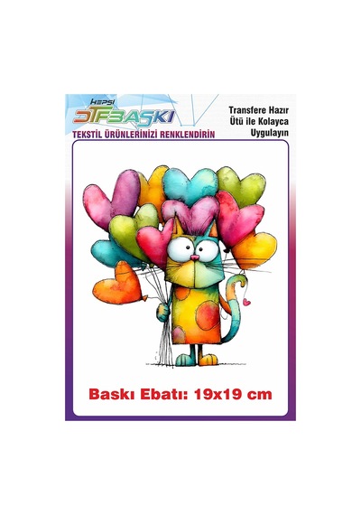 Renkli Kedi Ütü İle Yapışan Tişört Tekstil Baskı 3265