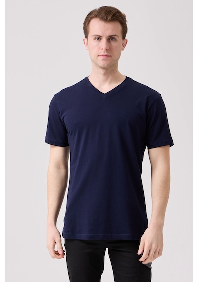 Galanthus V Yaka T-shirt - Nefes Alabilir, Rahat Ve Sade Tasarım Lacivert