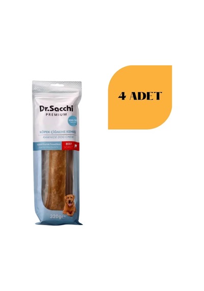 Dr. Sacchi Sığır Derisi Doğal Press Kemik Köpek Ödülü 320 G X 4 Adet