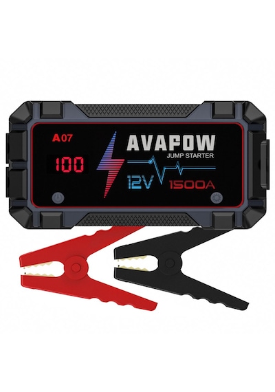 Avapow A07 12800mAh 1500A Jump Starter Taşınabilir Akü Takviye Kiti (Powerbank-QC3.0 + LCD + LED Işık)