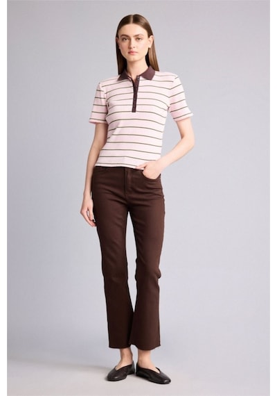 Defacto Crop Flare Fıt Yüksek Bel Bilek Boy Jean Pantolon H8501ax26spbn336 Kahve-bn336