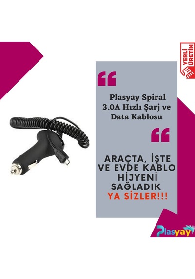 Plasyay Spiral 3.0A Hızlı Şarj Ve Data Kablosu