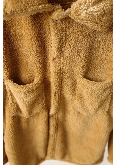 Kadın Slimfit Peluş, Polar, Düğmeli, Teddy Gömlek Yaka, Cepli, Sıcak Tutucu Yumuşak Kışlık Ceket Taba